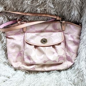 Coach Pink Signature Print Handbag Shoulder Bag